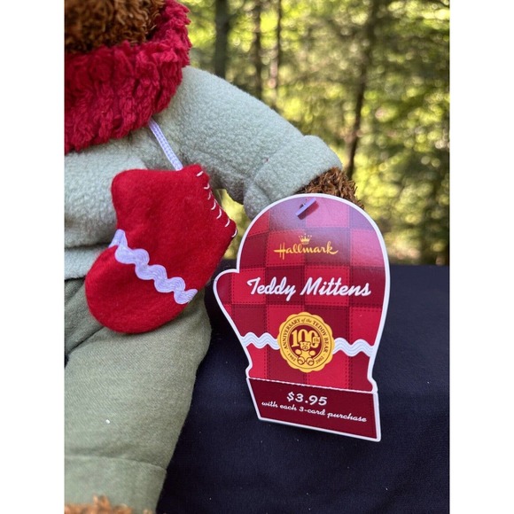 Hallmark 2002 Christmas Teddy Mittens Plush Bear 12” Holiday Stuffed Toy -5Z - Picture 2 of 8